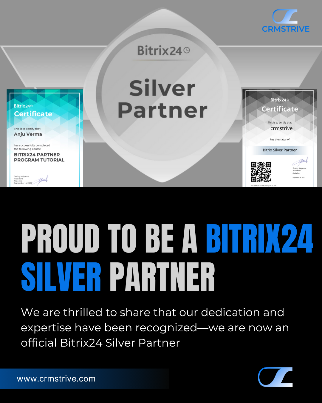 You are currently viewing CRMstrive Achieves Official Bitrix24 Silver Partner Status